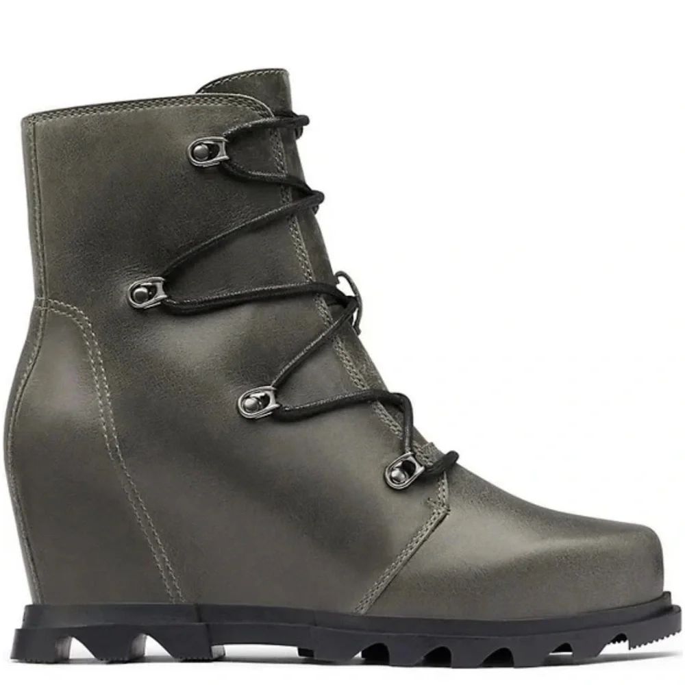 SOREL Joan of Arctic III Waterproof Lace-Up Wedge Boots Grey Sz 8